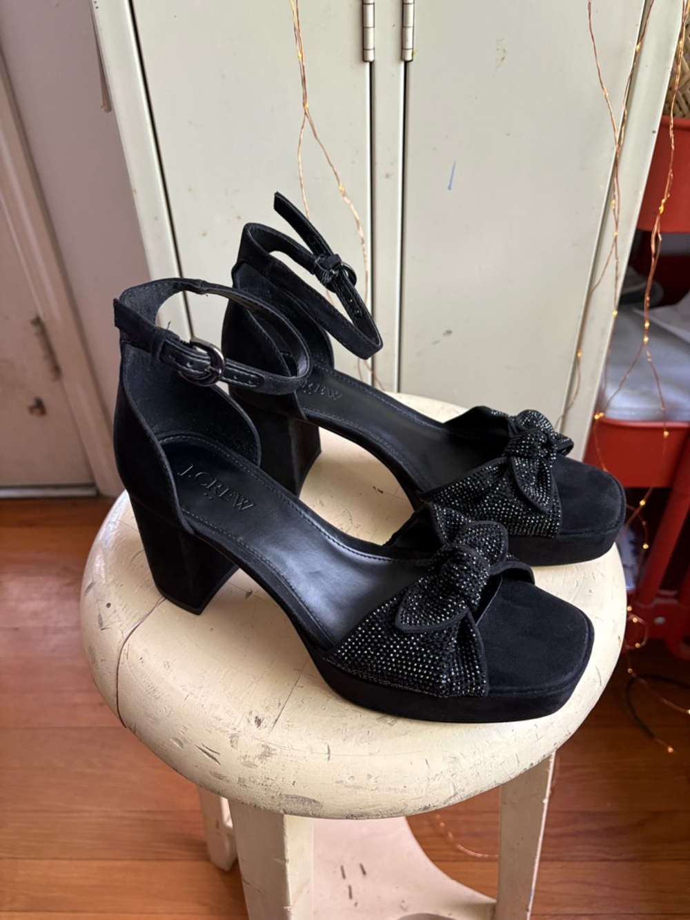 J.Crew Rhinestone Bow Platform  Heels - Picture 8 of 16